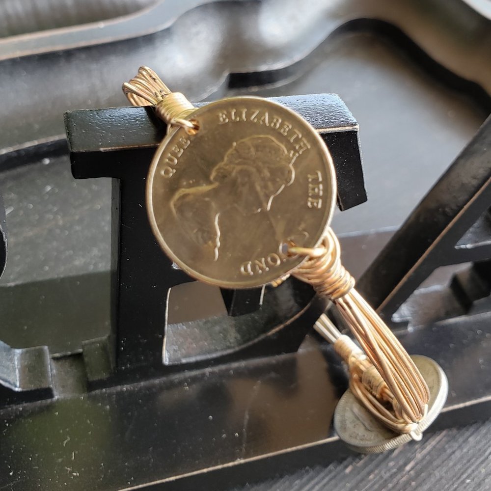 Artisan Gold Wire Queen Elizabeth Coin Bangle